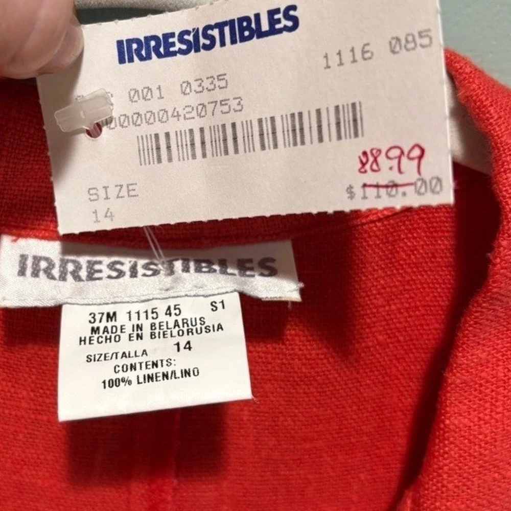Sleeveless Red Linen Shift Dress - Classic Collared Design - Picture 6 of 10